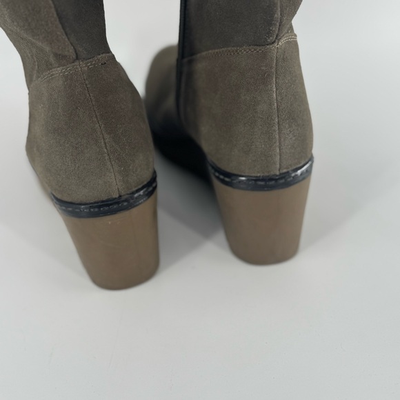 Vintage Foundry Co Arabella Green Suede Sherpa Trim Tall Wedge Boots Women’s 10 - Picture 5 of 10